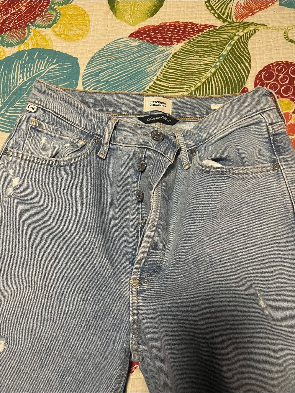 Citizens Of Humanity Pale Blue Relaxed Jeans with Button Fly